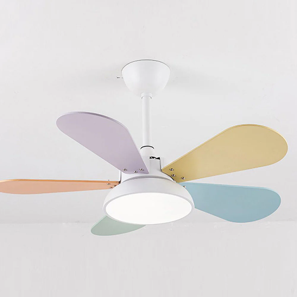 Macaron Colorful Round Ceiling Fan With LED Light - Image 7
