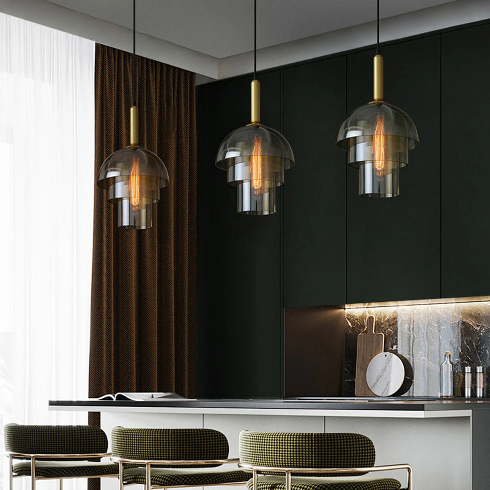 Modern Multi-Layer Glass Dome Hanging Light Fixture - Image 14