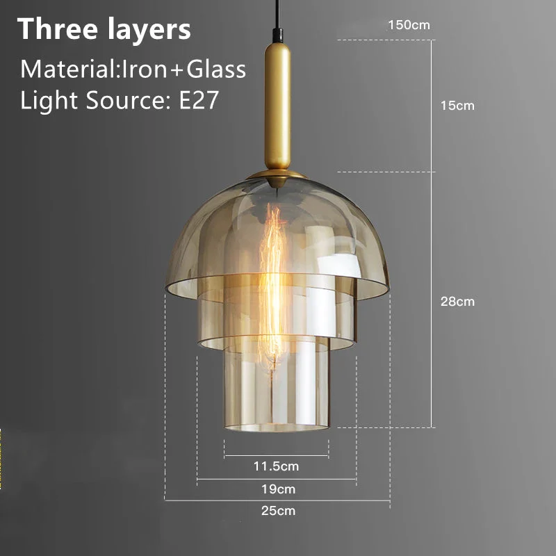 Modern Multi-Layer Glass Dome Hanging Light Fixture - Image 19