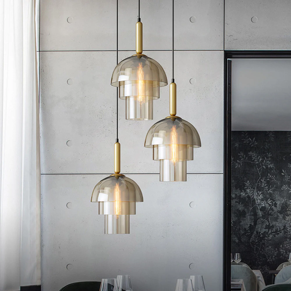Modern Multi-Layer Glass Dome Hanging Light Fixture - Image 2