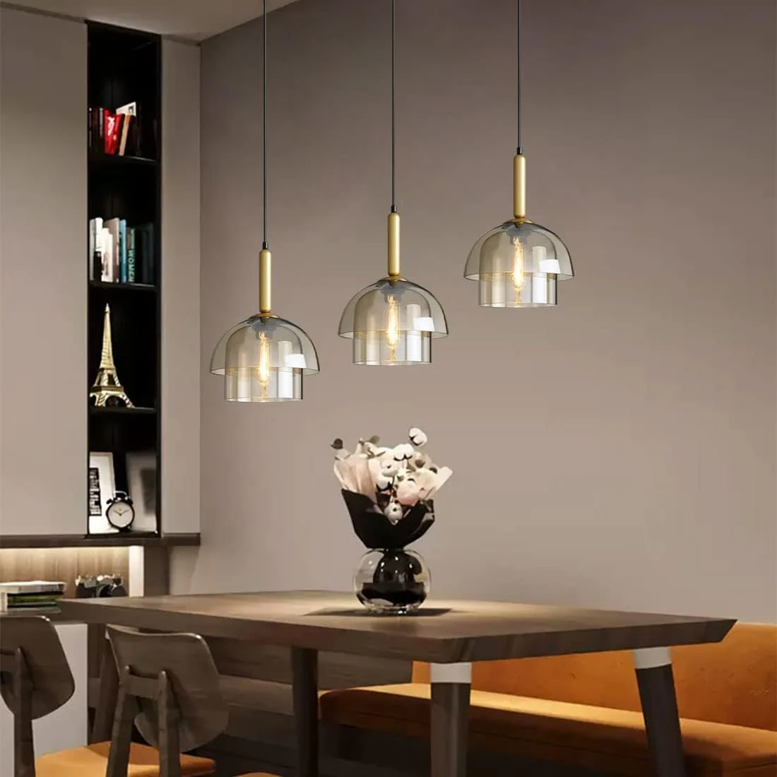 Modern Multi-Layer Glass Dome Hanging Light Fixture - Image 5