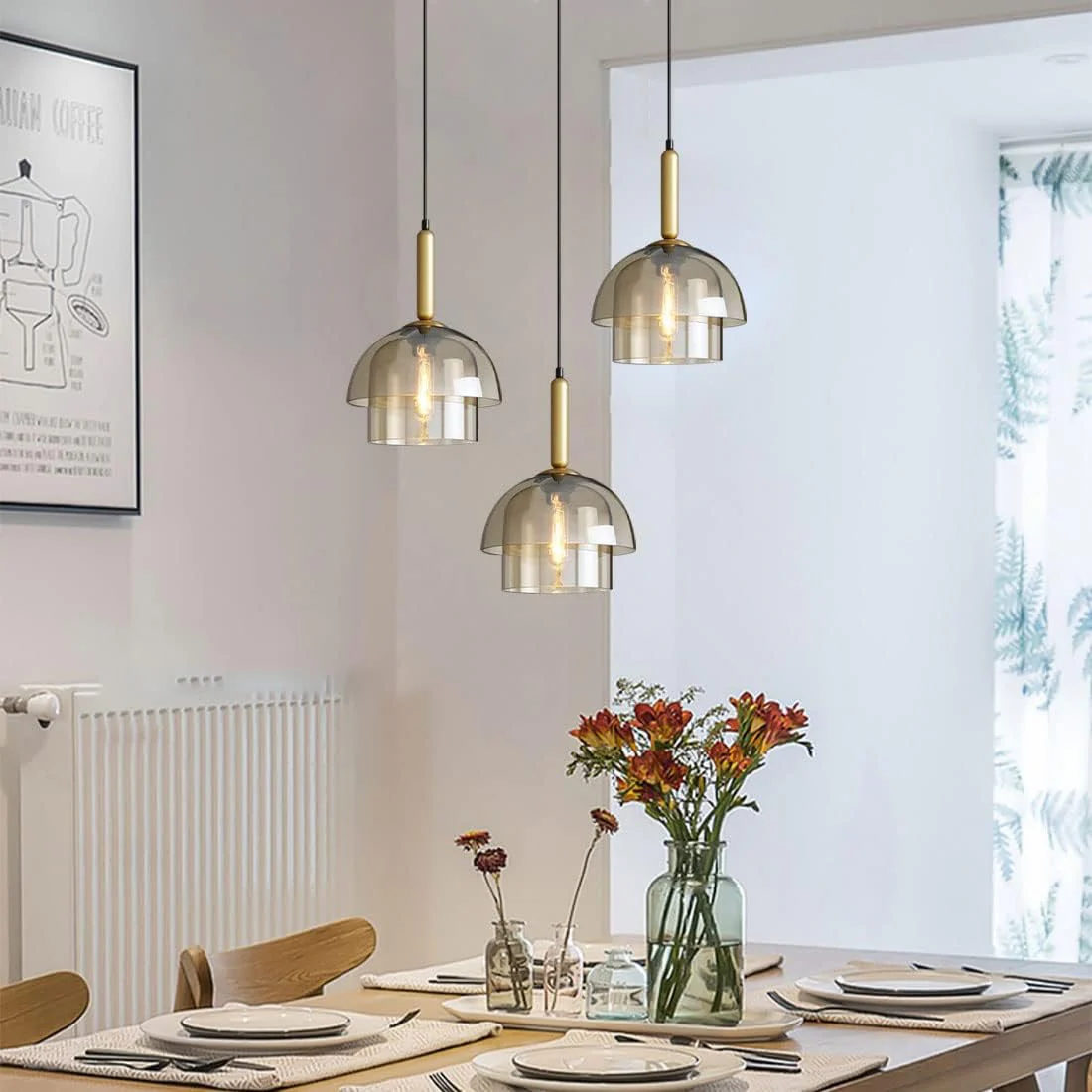 Modern Multi-Layer Glass Dome Hanging Light Fixture - Image 7