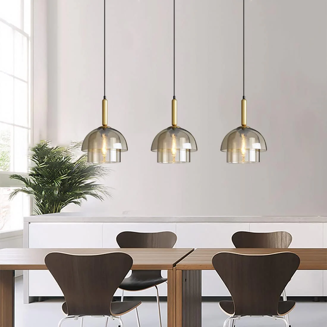 Modern Multi-Layer Glass Dome Hanging Light Fixture - Image 9