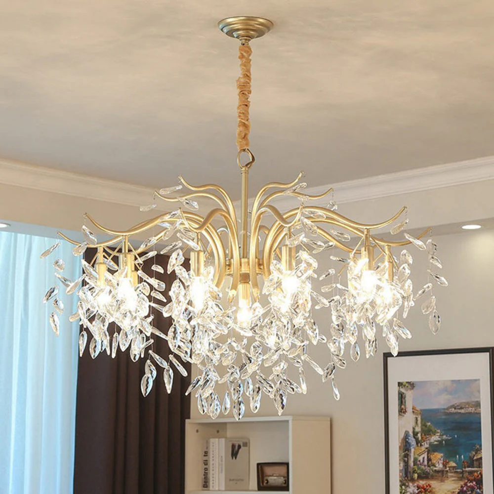 Modern Large Crystal Gold Tiered Dining Room Chandelier - Image 2
