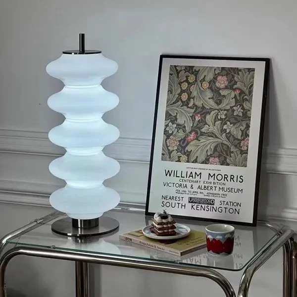 Modern Designer White Glass Art Table Lamp - Image 3