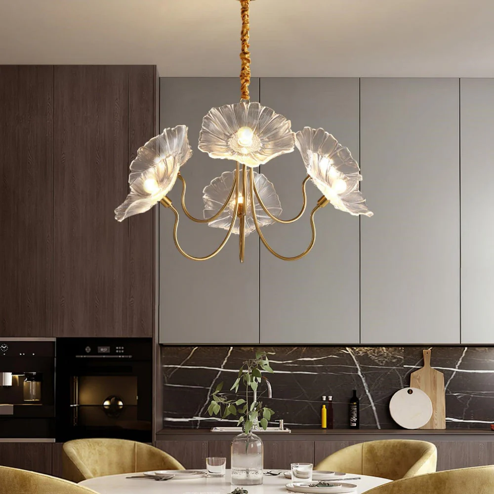 Modern Lotus Leaf Glass Living Room Chandelier - Image 9