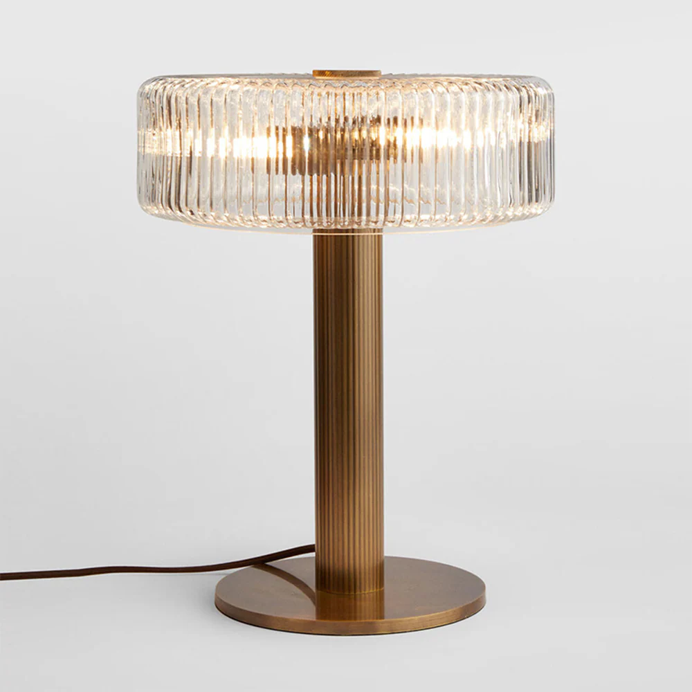 Contemporary Gold Glass Bedroom Table Lamp - Image 2