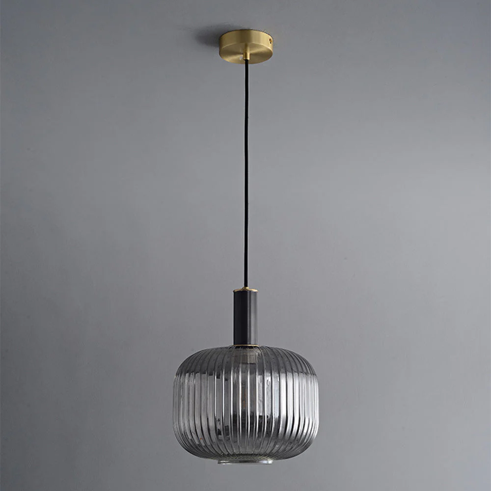 Modern Oval Ribbed Glass Pendant Light - Image 4
