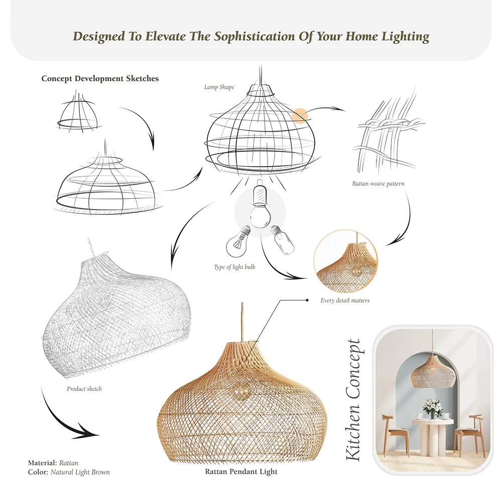 Modern Rattan Handwoven Island Pendant Light - Image 10