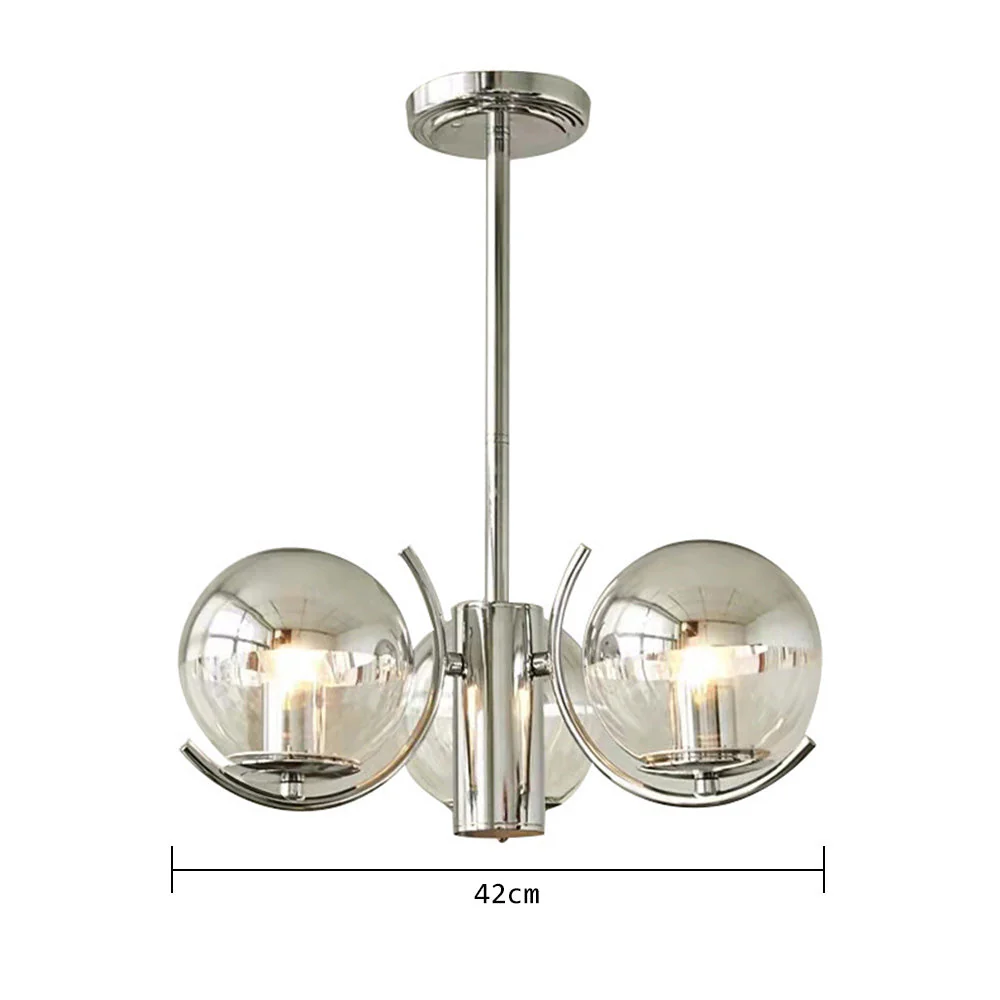 Modern Silver Glass Space Ball Chandelier - Image 11