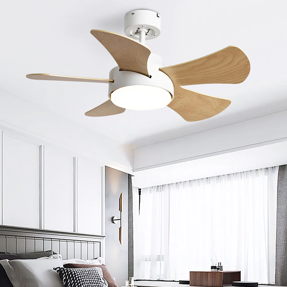 Scandinavian Wood Flush Ceiling Fan With LED Lighting - Image 6