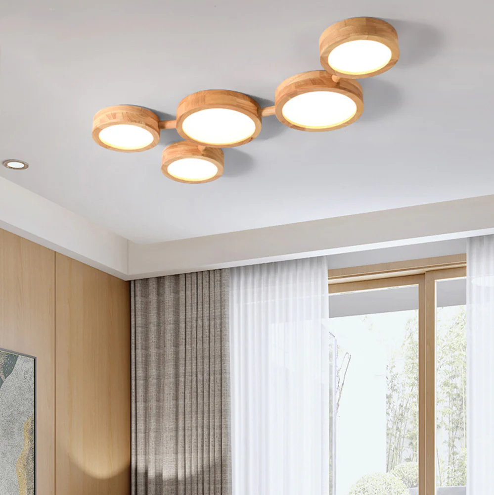 Multi-Heads Wood Retro LED Ceiling Light - Image 26