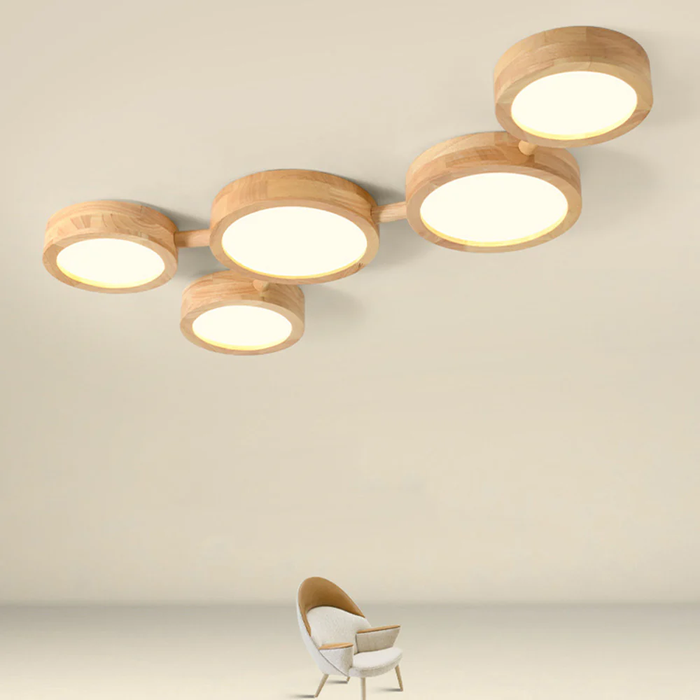 Multi-Heads Wood Retro LED Ceiling Light - Image 28