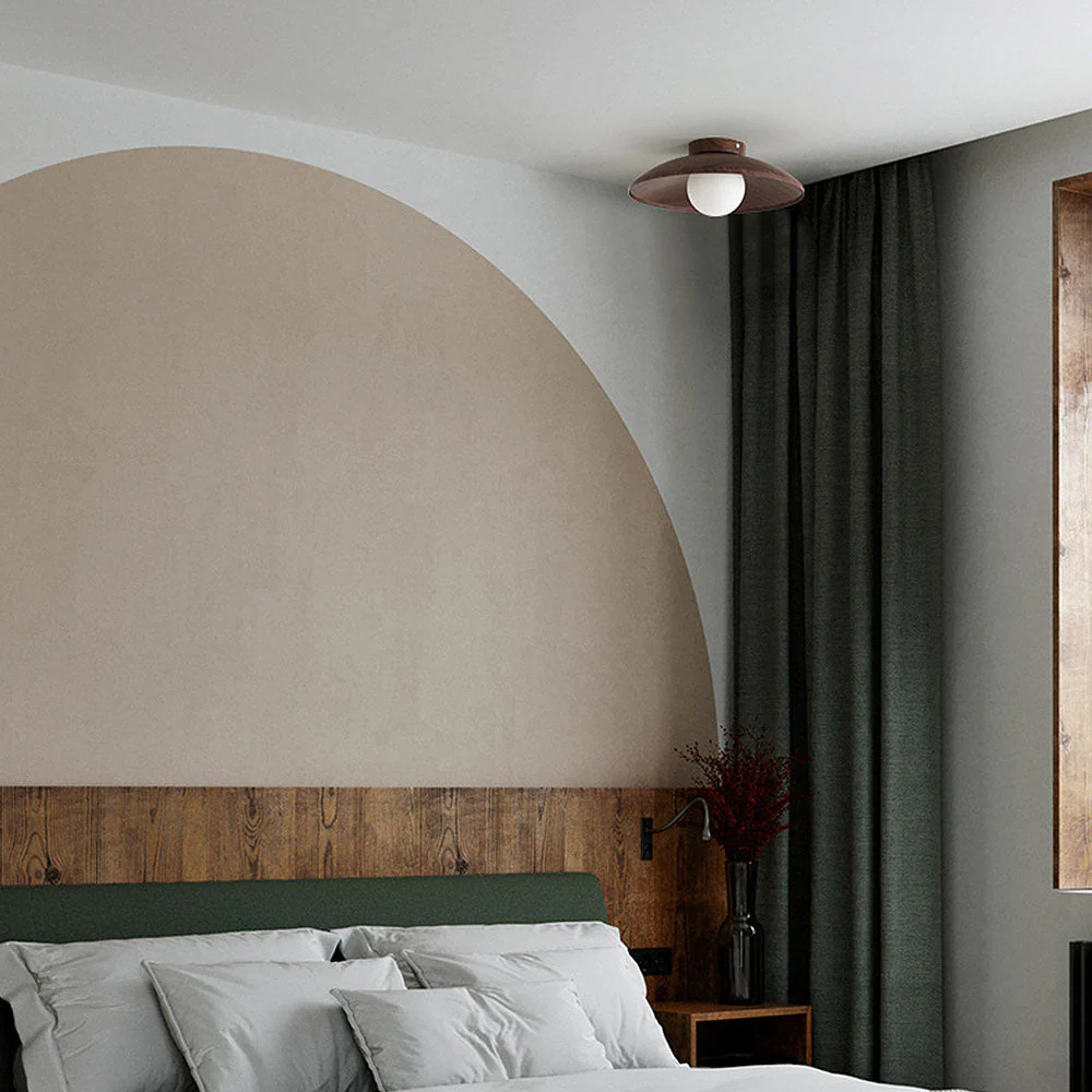 Natural Brown Iron Wooden Ceiling Light - Image 3