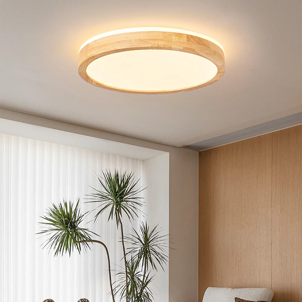 Natural Wood LED Round Ceiling Light - Image 2
