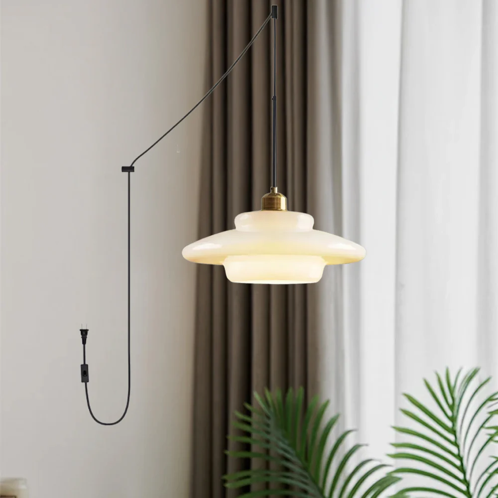 Nordic Milk Glass Plug-In Pendant Light for Kitchen Island - Image 4