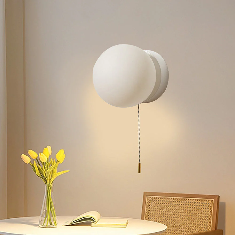 Nordic Mini White Pull Cord Wall Light