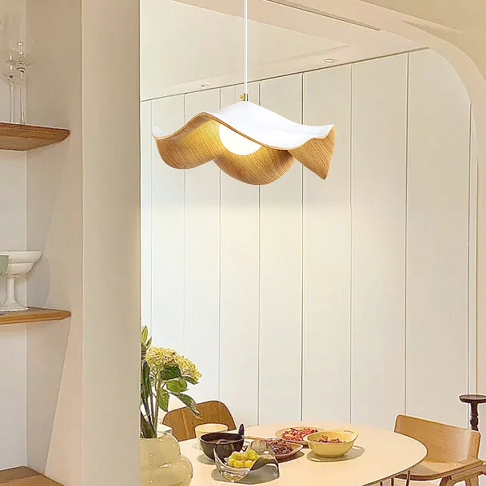 Nordic Wooden Lotus Leaf Pendant Light - Image 2