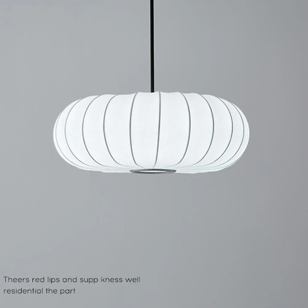 Pumpkin White Fabric Drum Pendant Light - Image 13