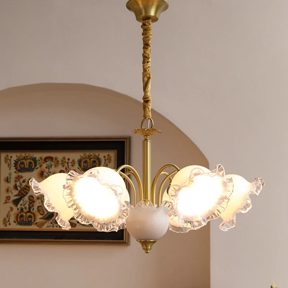 Large Flower Shape Copper Ceiling Chandelier - Image 6