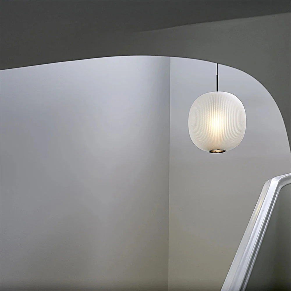 Retro Frosted Glass Lantern Pendant Light - Image 6