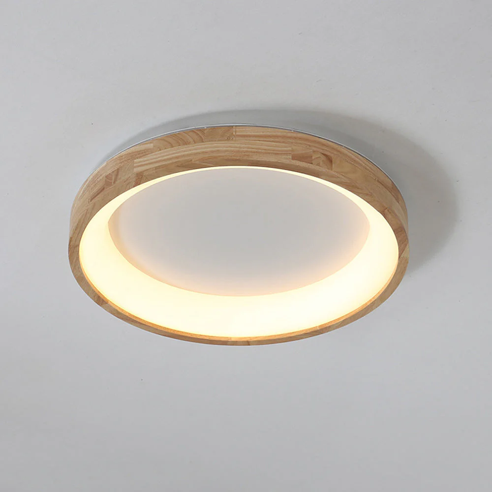 Retro Geometry Circle Wood LED Ceiling Light - Image 11