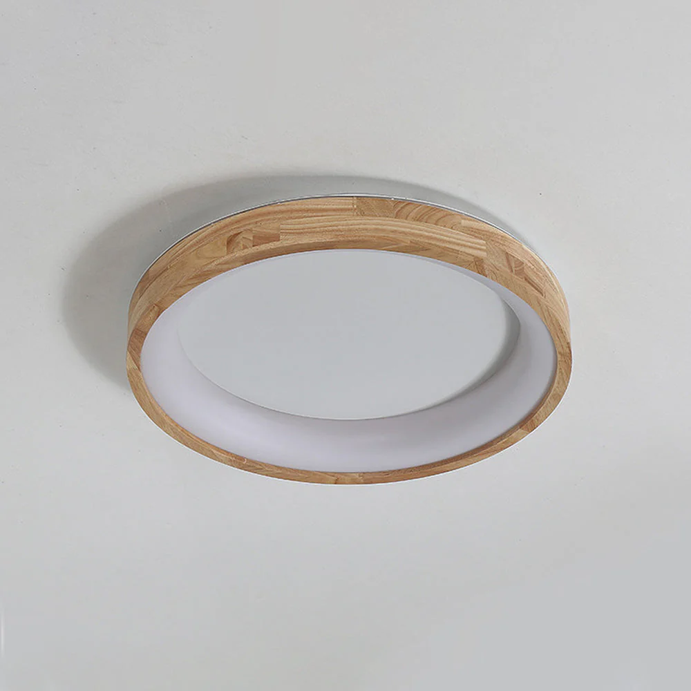 Retro Geometry Circle Wood LED Ceiling Light - Image 16