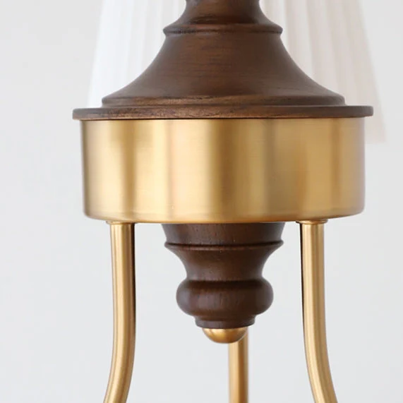 Vintage Pleated Pendant Lampshade Brass Dining Room Chandelier - Image 13