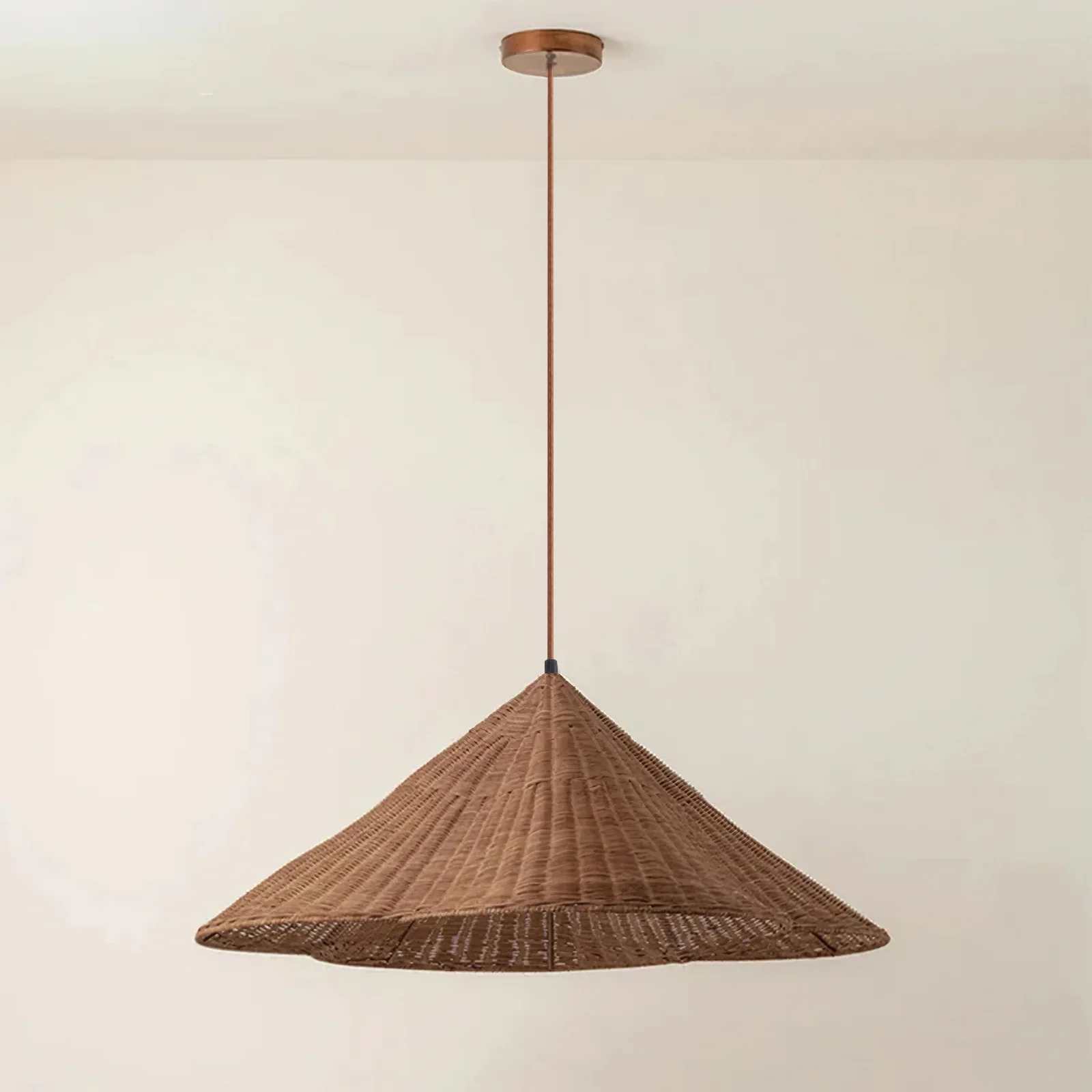 Retro Scalloped Woven Rattan Pendant Light - Image 5