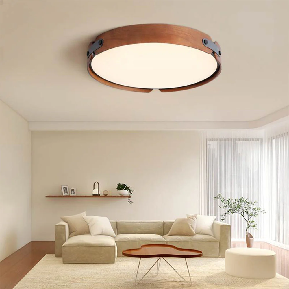 Retro Simple Round Wood Ceiling Lamp - Image 15