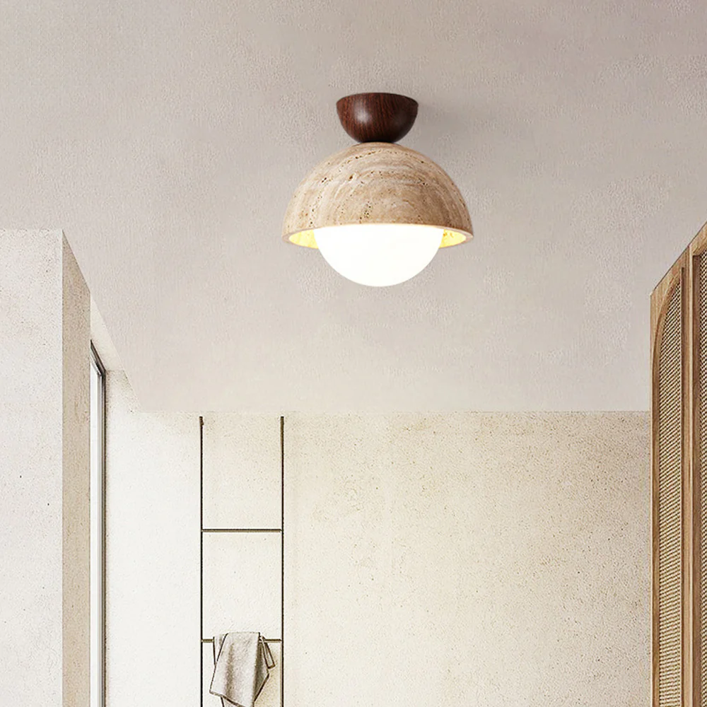 Retro Stone Industrial Yellow Ceiling Light - Image 3