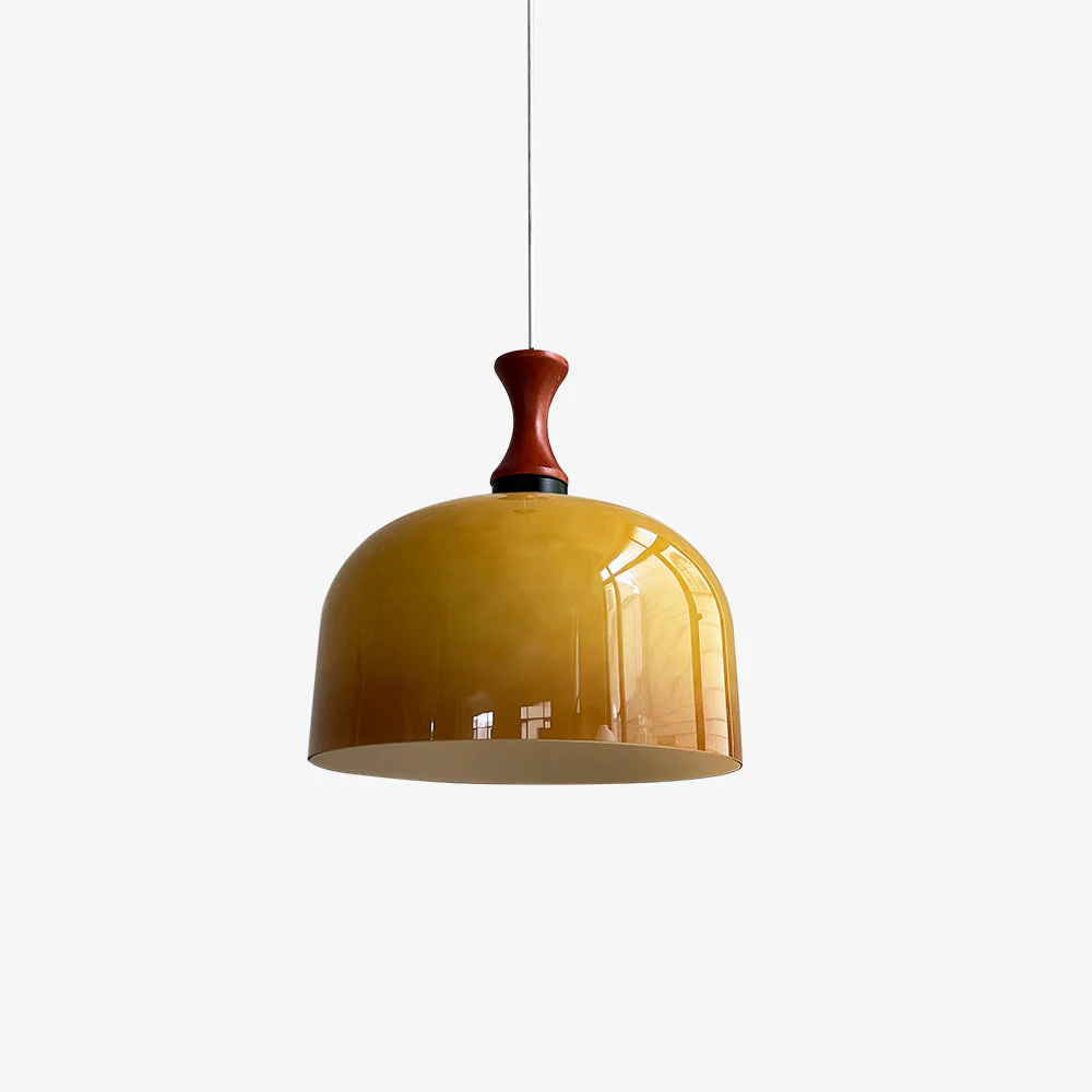 Vintage 1-Light Retro Glass Flat Ball Pendant Fixture - Image 8