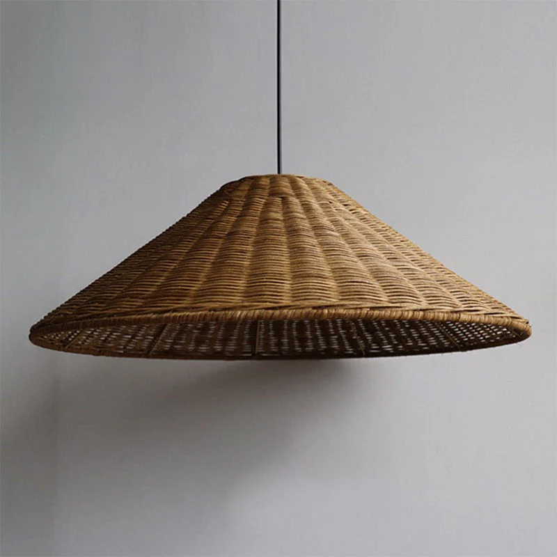 Retro Woven Rattan Cone Pendant Light - Image 15