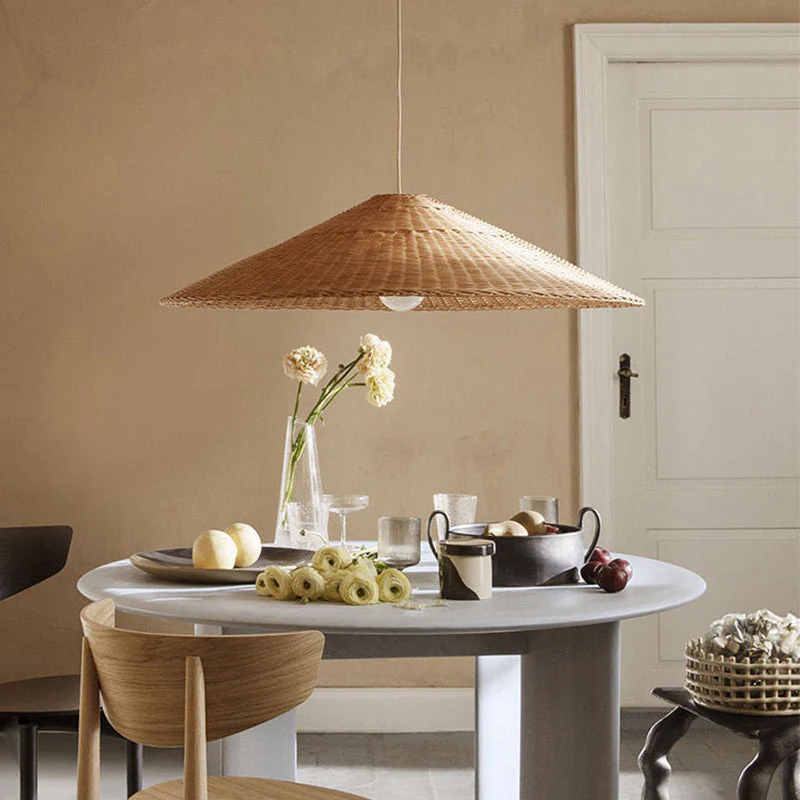 Retro Woven Rattan Cone Pendant Light - Image 19
