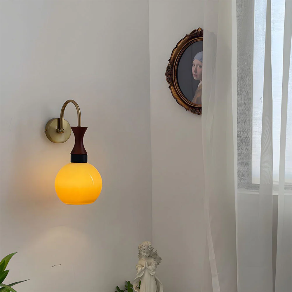 Retro Yellow Bowl Glass Simplicity Wall Light - Image 3