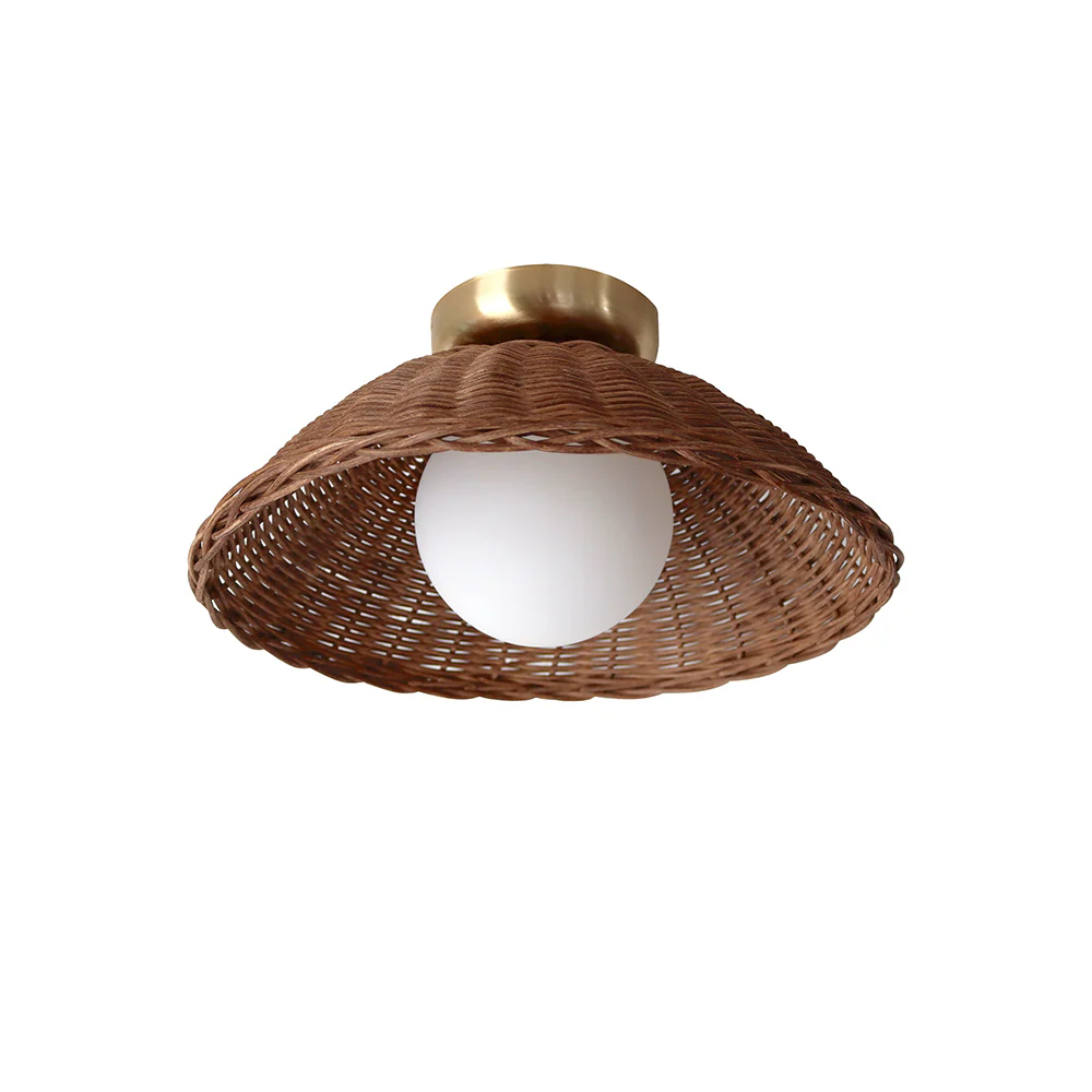 Rustic Bamboo Glass Woven Wall Light - Image 10