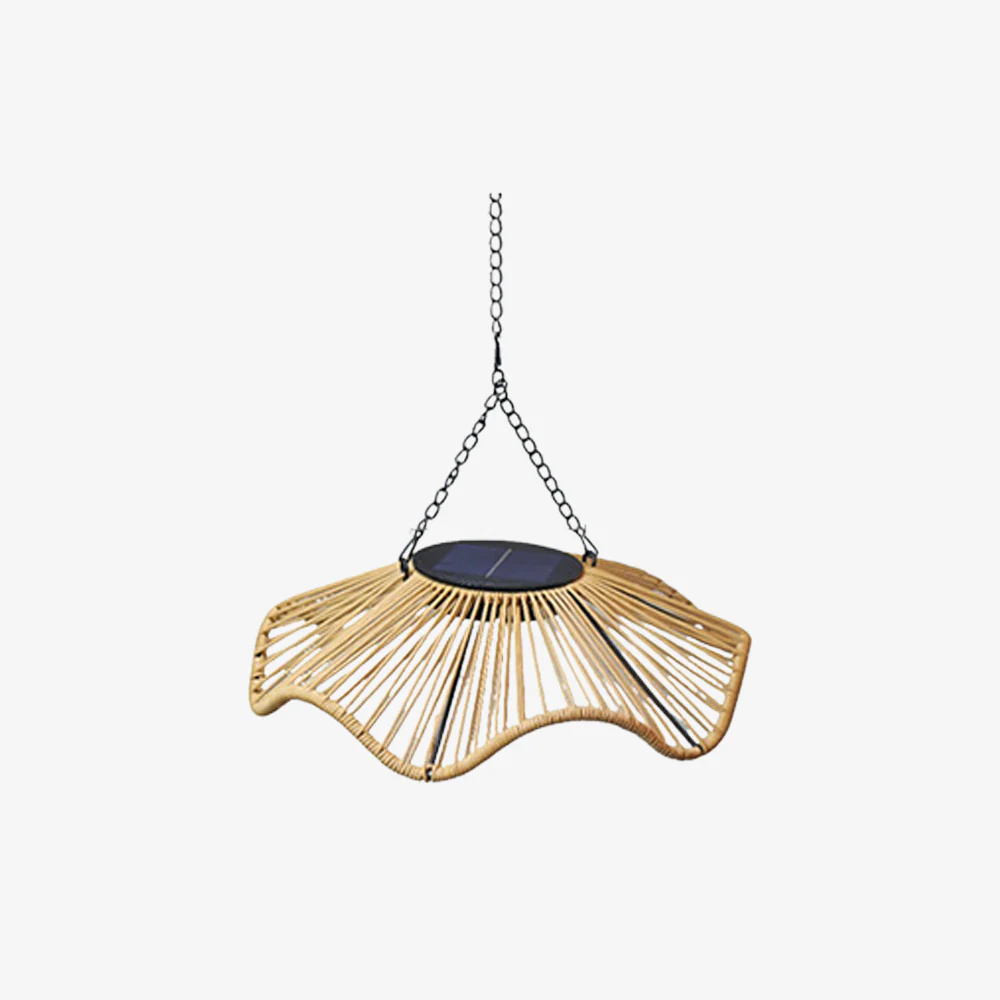 Rustic Dome Woven Rattan Solar Hanging Light for Outdoor Yard - Image 6