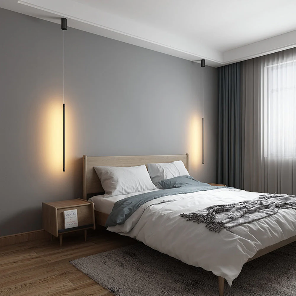 Scandinavian Aluminum Bedside LED Pendant Light - Image 4