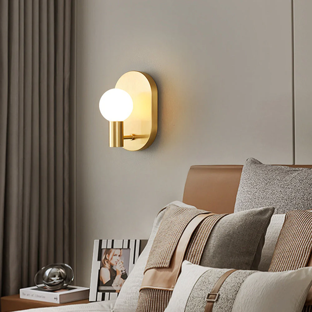 Scandinavian Simple Bedside Brass Wall Light - Image 2