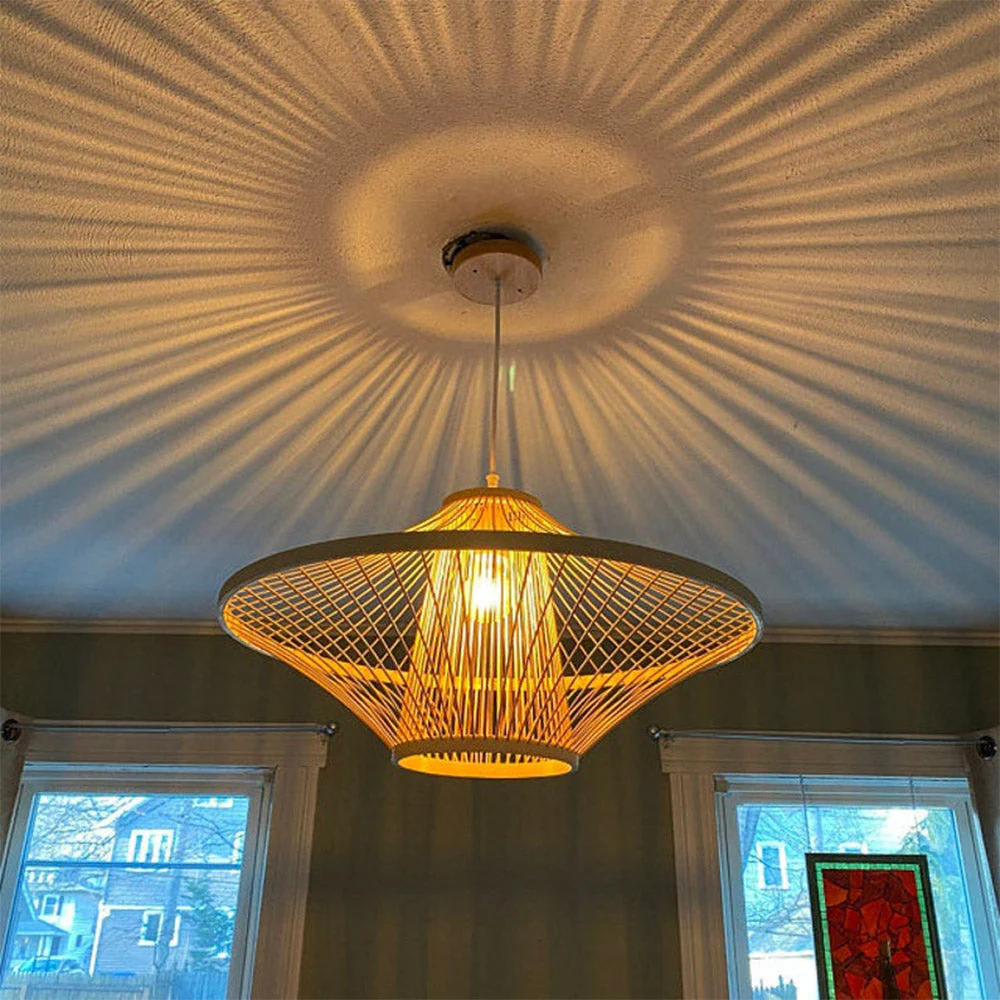 Short Handcrafted Woven Lantern Pendant Light For Living Room - Image 2