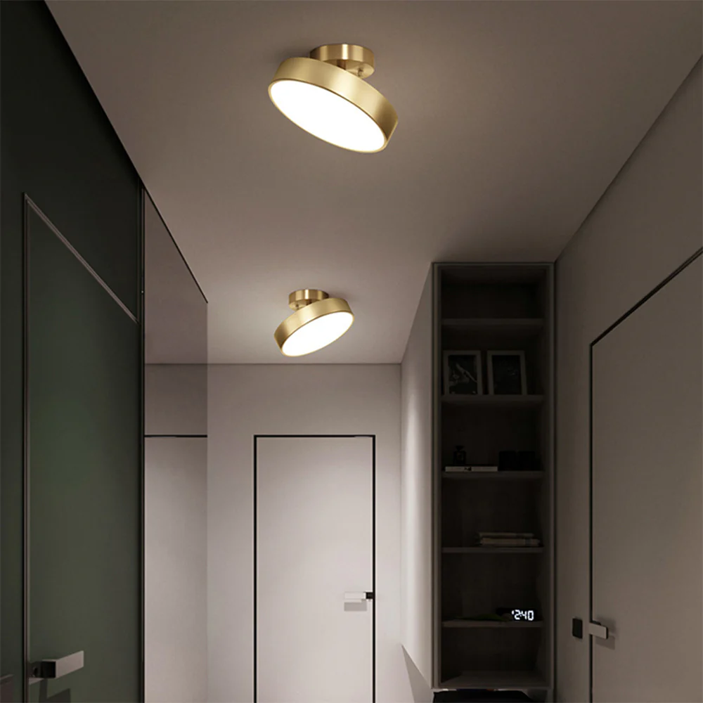 Simple Led Copper Semi Flush Mount Ceiling Light - Image 3