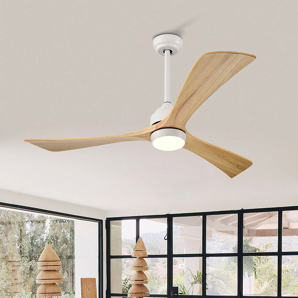 Simple Wooden Ceiling Fan With LED Light And Remote - Image 14