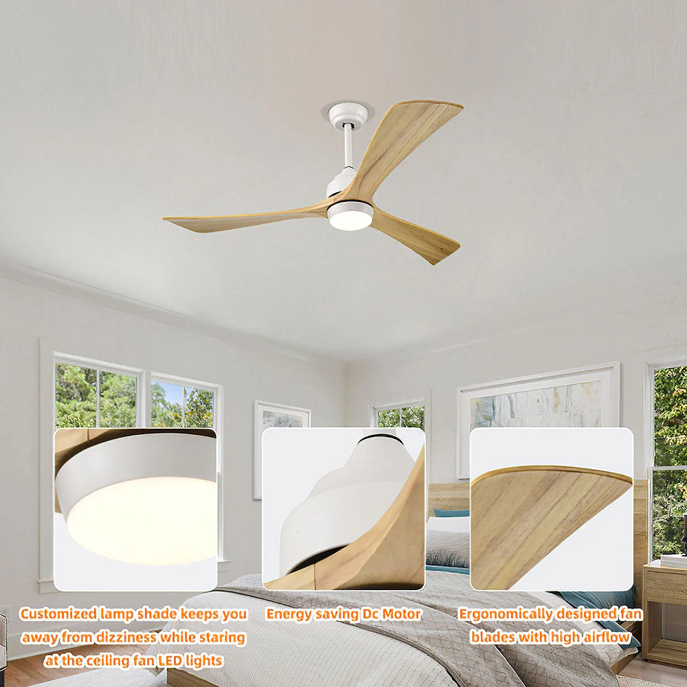 Simple Wooden Ceiling Fan With LED Light And Remote - Image 16
