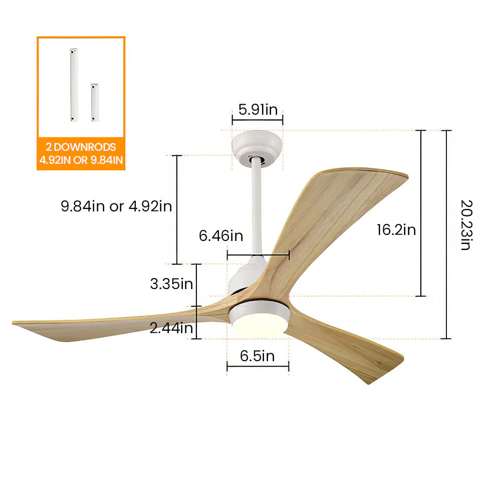 Simple Wooden Ceiling Fan With LED Light And Remote - Image 18