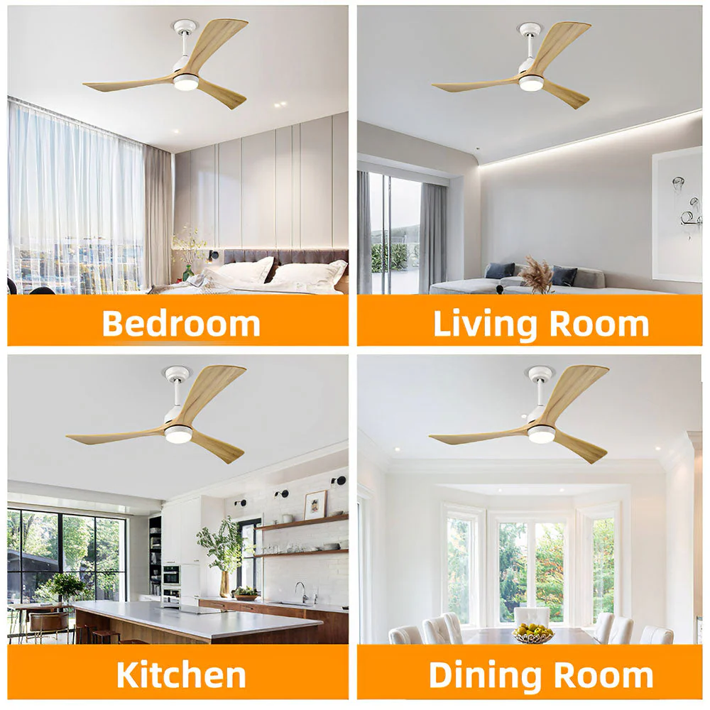 Simple Wooden Ceiling Fan With LED Light And Remote - Image 19