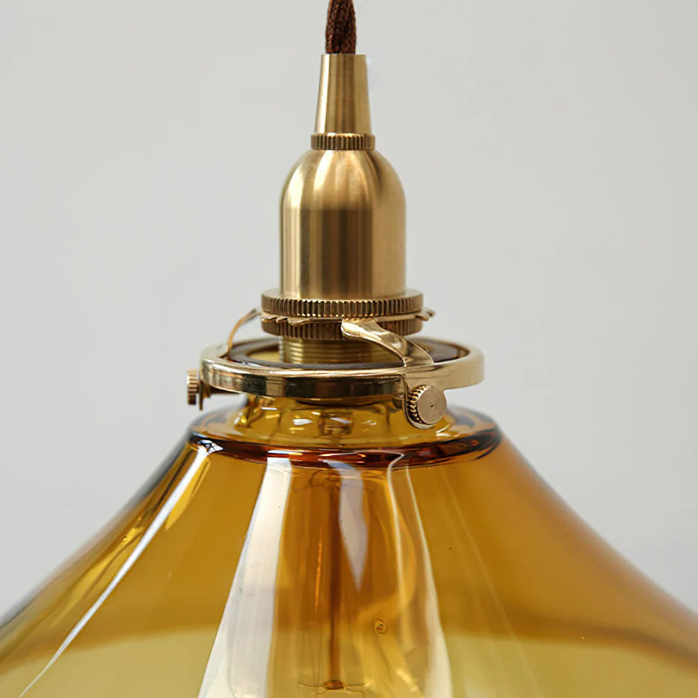 Vintage Single Head Retro Amber Glass Pendant Light - Image 6