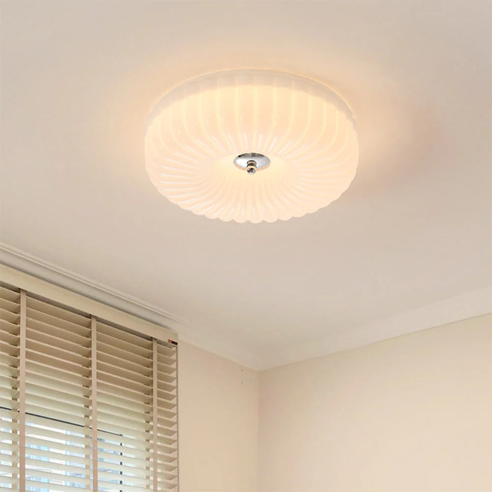 Vinatge Bauhaus Cream Glass Ceiling Light - Image 2