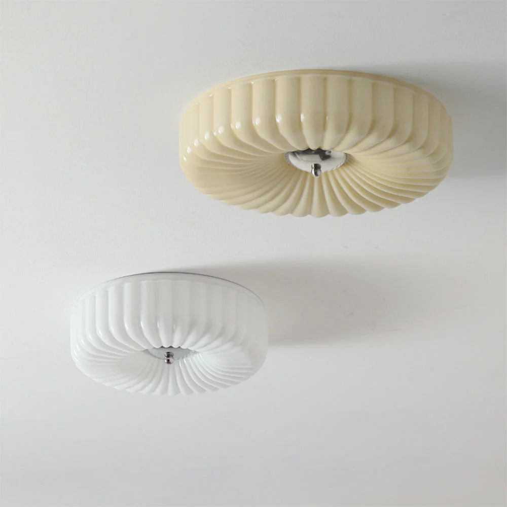 Vinatge Bauhaus Cream Glass Ceiling Light - Image 4