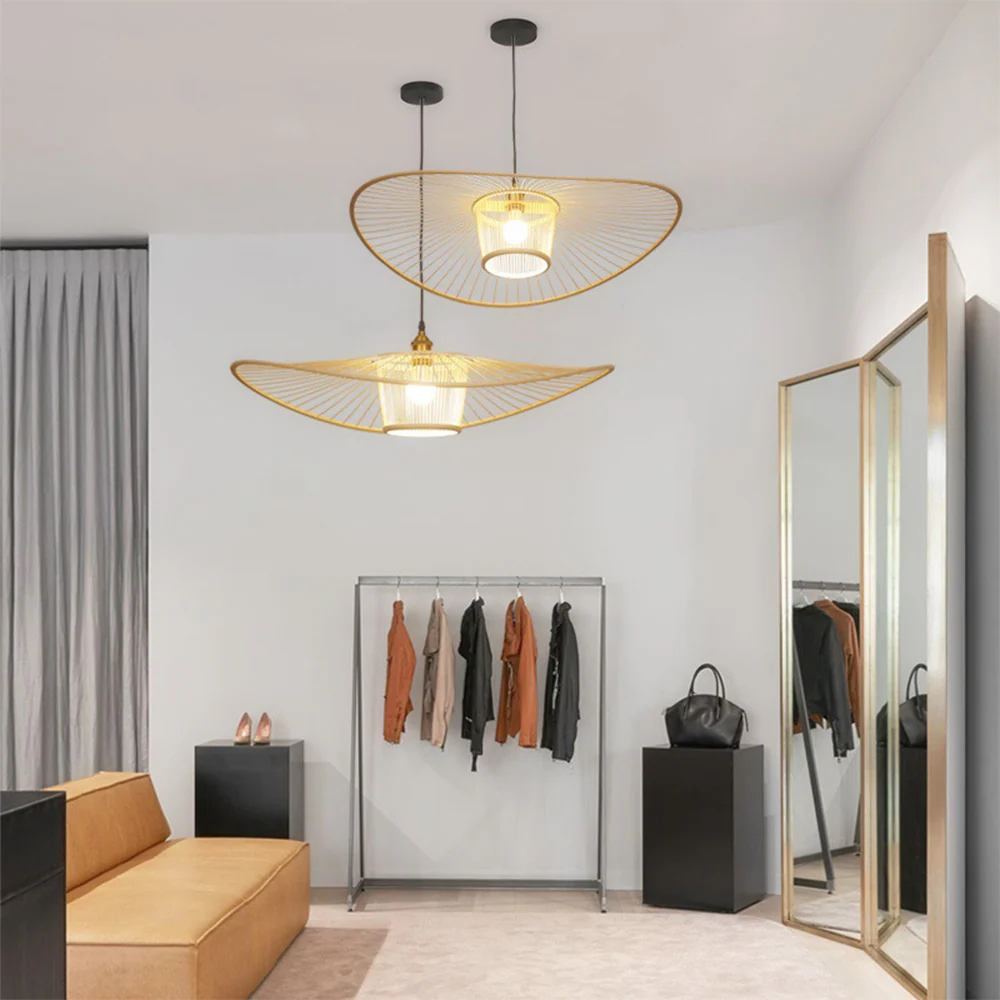 Vintage Bamboo Woven Wicker Handmade Rattan Pendant Light - Image 5