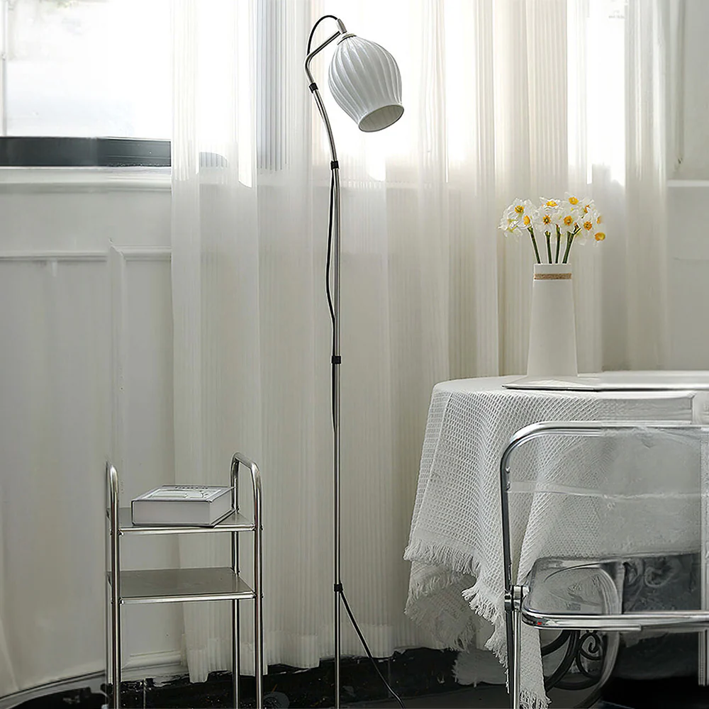 Vintage Ceramic Ribbed Standing Floor Lamp